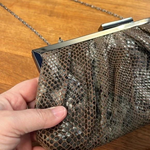 OLGA BERG SNAKESKIN CLUTCH/SHOULDER BAG - Picture 11 of 16
